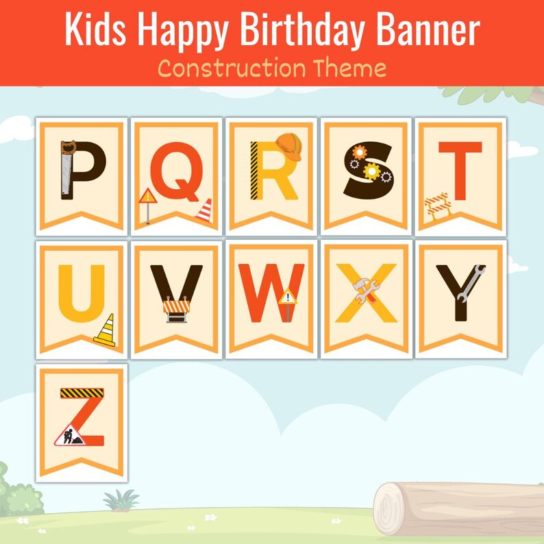 Construction-themed Printable Birthday Banner for Boys | Instant ...