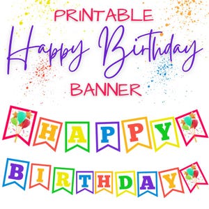 Colorful Digital Birthday Banner - Instant Download Printable Party Decor