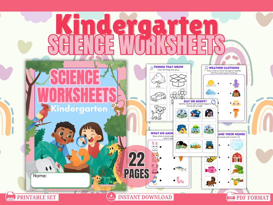 Printable Science Worksheets for Kindergarten - Etsy