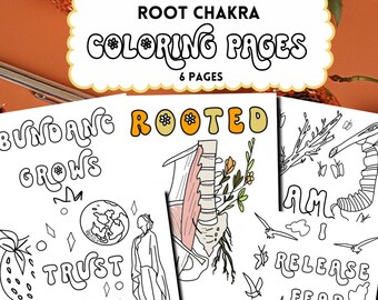 Pagine da colorare sui chakra, fogli da colorare sulla salute mentale per adulti, libro da colorare sulla manifestazione, audace e facile, pagina da colorare alla moda, calma, PDF