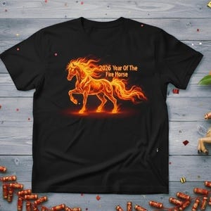 2026 Year of the Fire Horse Shirt • Fiery Horse Graphic Tee • Chinese Zodiac Fire Horse Gift • Lunar New Year 2026 Shirt • Western Boho