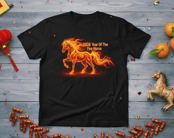 2026 Year of the Fire Horse Shirt • Fiery Horse Graphic Tee • Chinese Zodiac Fire Horse Gift • Lunar New Year 2026 Shirt • Western Boho