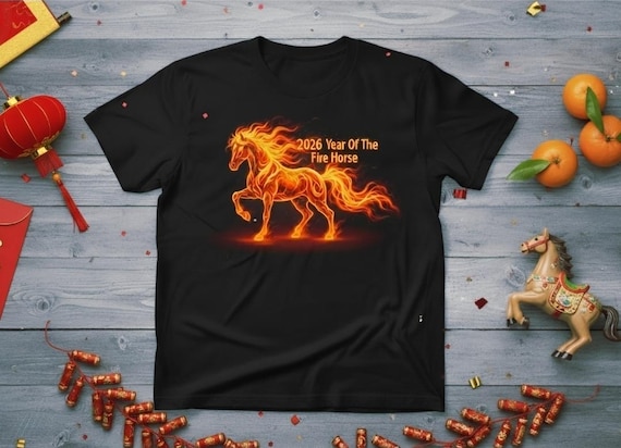 2026 Year of the Fire Horse Shirt • Fiery Horse Graphic Tee • Chinese Zodiac Fire Horse Gift • Lunar New Year 2026 Shirt • Western Boho