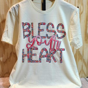 Bless Your Heart Southern Charm Graphic Tshirt Floral Leopard Print