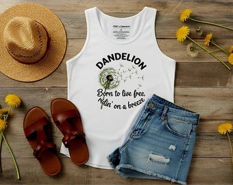 Dandelion Country Song Tank • Born to Live Free Shirt • Western Graphic Tank Top • Wildflower Country Music Top •