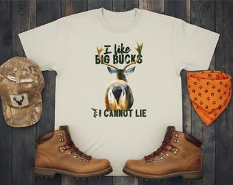 Jag gillar Big Bucks-tröja • Rolig jakttröja • Hjortbock-grafik-tröja • Big Bucks och jag kan inte ljuga • Friluftsmänniska-gåva • Jägarrygg-tröja med tryck