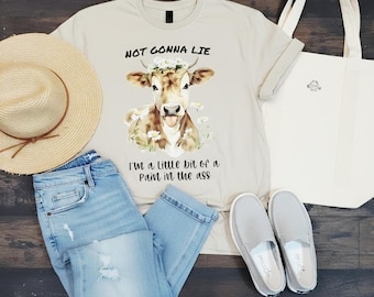Camiseta divertida de vaca para mujer, camiseta con gráfico de granja atrevido, camiseta de vaca margarita, top con humor country western, estampado rústico bohemio de vaca, regalo para chica de granja