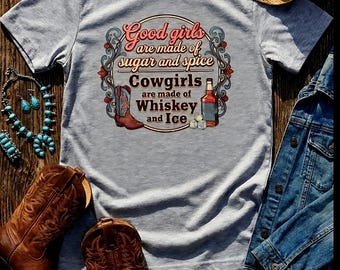 Cowgirl Whiskey & Ice Tee – Country Music Shirt – Western Graphic Tee – Rustic Cowboy Boot Shirt – Honky Tonk Outfit – Southern Country