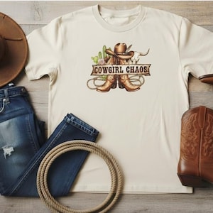 Cowgirl Chaos Shirt Western Graphic Tee for Women • Country Cowgirl Aesthetic Tee • Rodeo Outfit Top • Rustic Boho Western Shirt