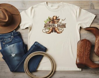 Cowgirl Chaos Shirt Western Graphic Tee for Women • Country Cowgirl Aesthetic Tee • Rodeo Outfit Top • Rustic Boho Western Shirt