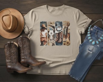 Western Graphic Tee for Women, Country Music Shirt, Cowgirl Aesthetic T‑Shirt, Boho Western Outfit, Rodeo Tee, Rustic Country Style Shirt