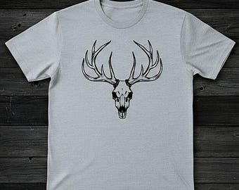 Deer Skull Antler Shirt • Front & Back Print Tee • Rustic Hunting Shirt • Western Outdoors Graphic Tee • Country Wildlife Gift for Him