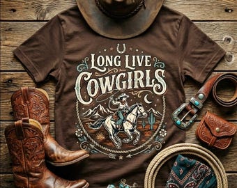 Cowgirl-skjorta • T-shirt inspirerad av countrylåtar • T-shirt med grafik från Western Rodeo • T-shirt med sydstatscountrymusik • Estetisk topp med cowgirl-motiv