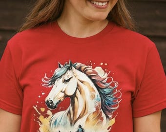 Watercolor Horse Shirt Western Cowboy Tee • Running Horses Graphic Tee • Country Rodeo Shirt • Boho Western Horse Lover Gift • Rustic Ranch