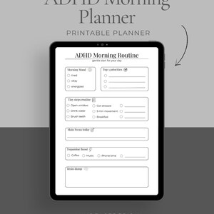 ADHD Morning Routine Planner Printable | Daily Routine Sheet | Executive Function Planner | Productivity & Focus | Mental Health Planner PDF