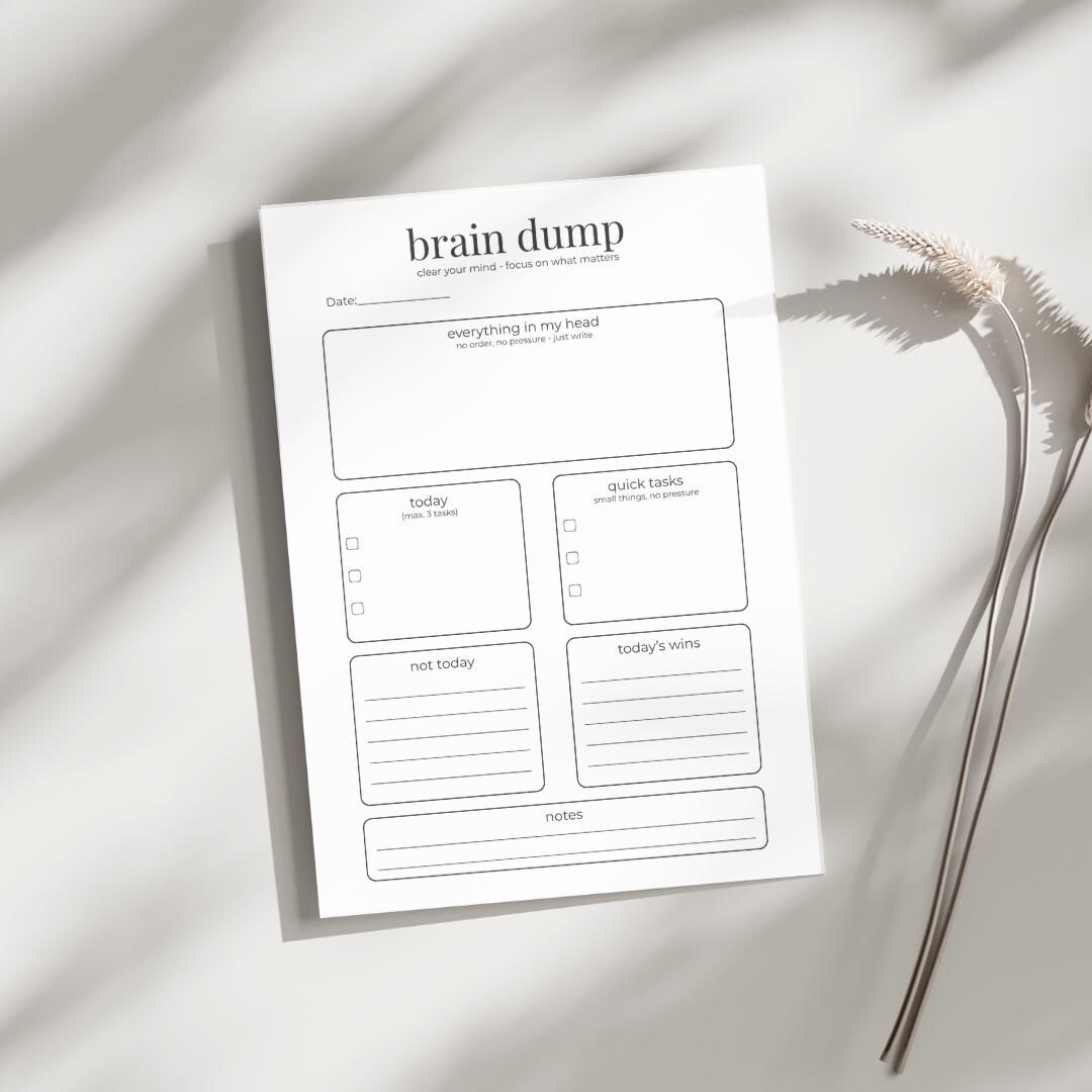 ADHD Brain Dump Planner Printable | Overthinking & Mental Clarity ...