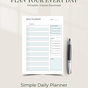 Minimal Daily Planner Printable A4 | Blue Planner | ADHD Friendly Daily Schedule | To Do List | Instant Download PDF