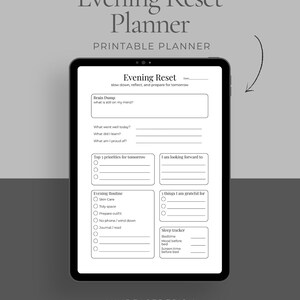Evening Reset Planner | Night Routine Printable | Self Care Planner | Digital Download | ADHD Friendly Reset Routine | Mental Clarity