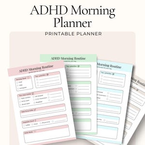 ADHD Morning Routine Planner Printable | 4 Color Styles | Daily Routine Checklist | Executive Function Planner | Minimal Aesthetic PDF