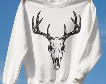 Deer Sweatshirt for Outdoorsman | Antler Graphic Pullover | Rustic Hunting & Nature Crewneck | PNW Country Apparel