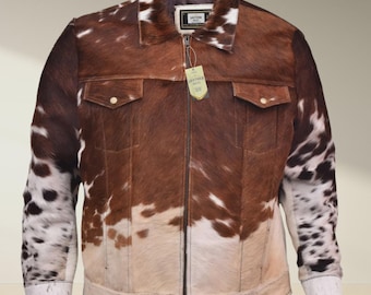 Real Cowhide Leather Jacket: Stylish Western Hair-on Hide - Etsy