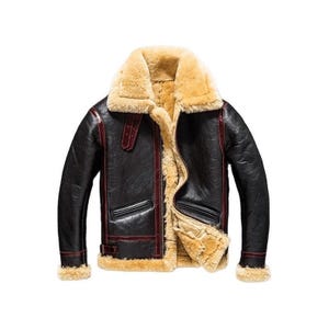 Men&#39;s Handmade Shearling B3 Bomber Jacket: Sheepskin Aviator Leather