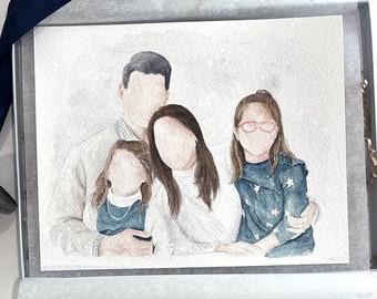Faceless Watercolor Family Portrait