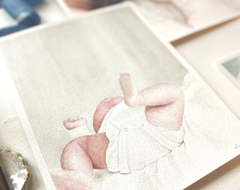 Original Watercolor Artwork | Newborn Painting for Nursery