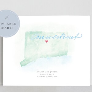 Aquarelkaart Connecticut | Gepersonaliseerde kaartafdruk