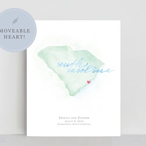 South Carolina Aquarell Karte | Personalisierte Landkarte