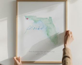 Florida Aquarell Karte | Personalisierte Landkarte
