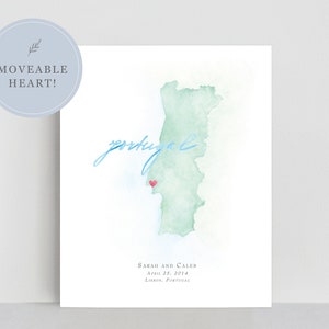 Portugal Watercolor Map, Personalized Map of Portugal
