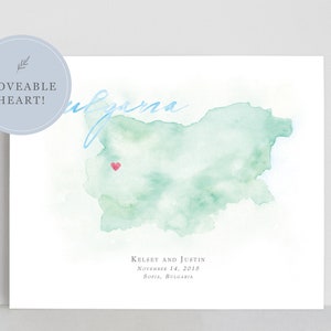Aquarelkaart Bulgarije, gepersonaliseerde kaart van Bulgarije