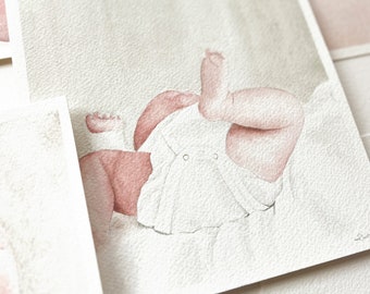 Newborn Painting for Nursery | Watercolor Art Print
