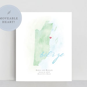 Aquarelkaart Belize, gepersonaliseerde kaart van Belize