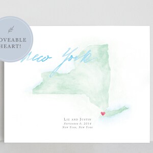 Aquarel kaart New York | Gepersonaliseerde kaartafdruk