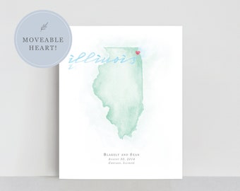 Illinois Watercolor Map | Personalized Map Print
