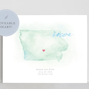 Iowa Aquarell Karte | Personalisierte Landkarte