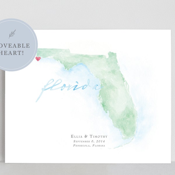 Florida Watercolor Map | Personalized Map Print