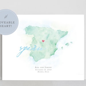 Spain Watercolor Map, Personalized Map of Spain