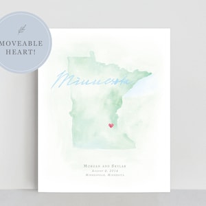 Aquarelkaart Minnesota | Gepersonaliseerde kaartafdruk