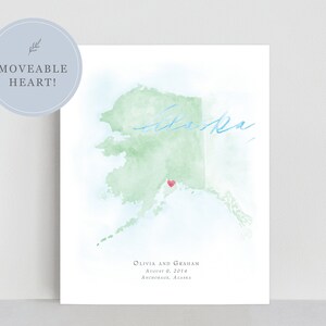 Alaska Watercolor Map | Personalized Map Print