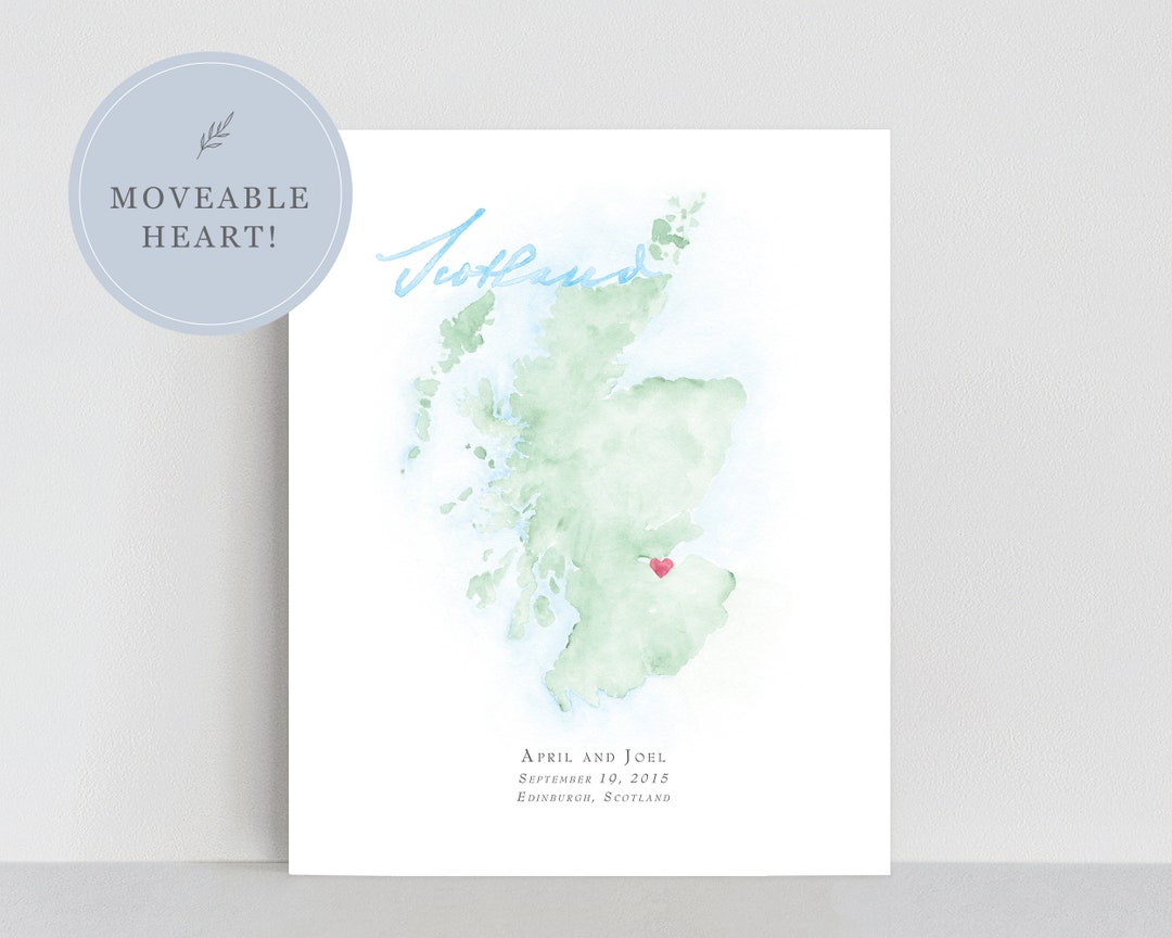 Scotland Watercolor Map Personalized Map of Scotland Etsy