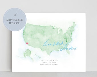 United States Watercolor Map | Personalized Map Print