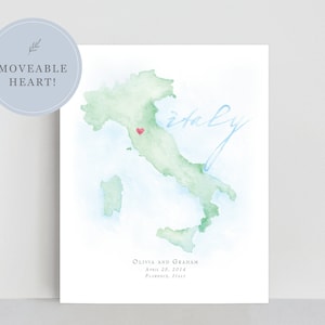 Aquarelkaart Italië, gepersonaliseerde kaart van Italië