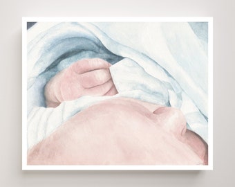 Sleeping Baby Painting for Nursery | Watercolor Art Print