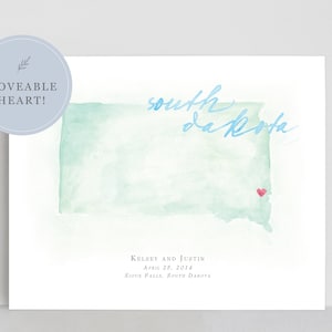 Aquarel kaart South Dakota | Gepersonaliseerde kaartafdruk