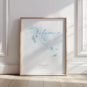 Bahamas Watercolor Map Art Print: Personalized Island Keepsake