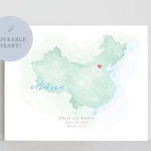 Carte aquarelle de Chine, Carte personnalisée de la Chine