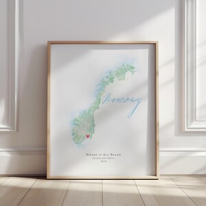 Impression d&#39;art de carte aquarelle de Norvège : lieu personnalisé